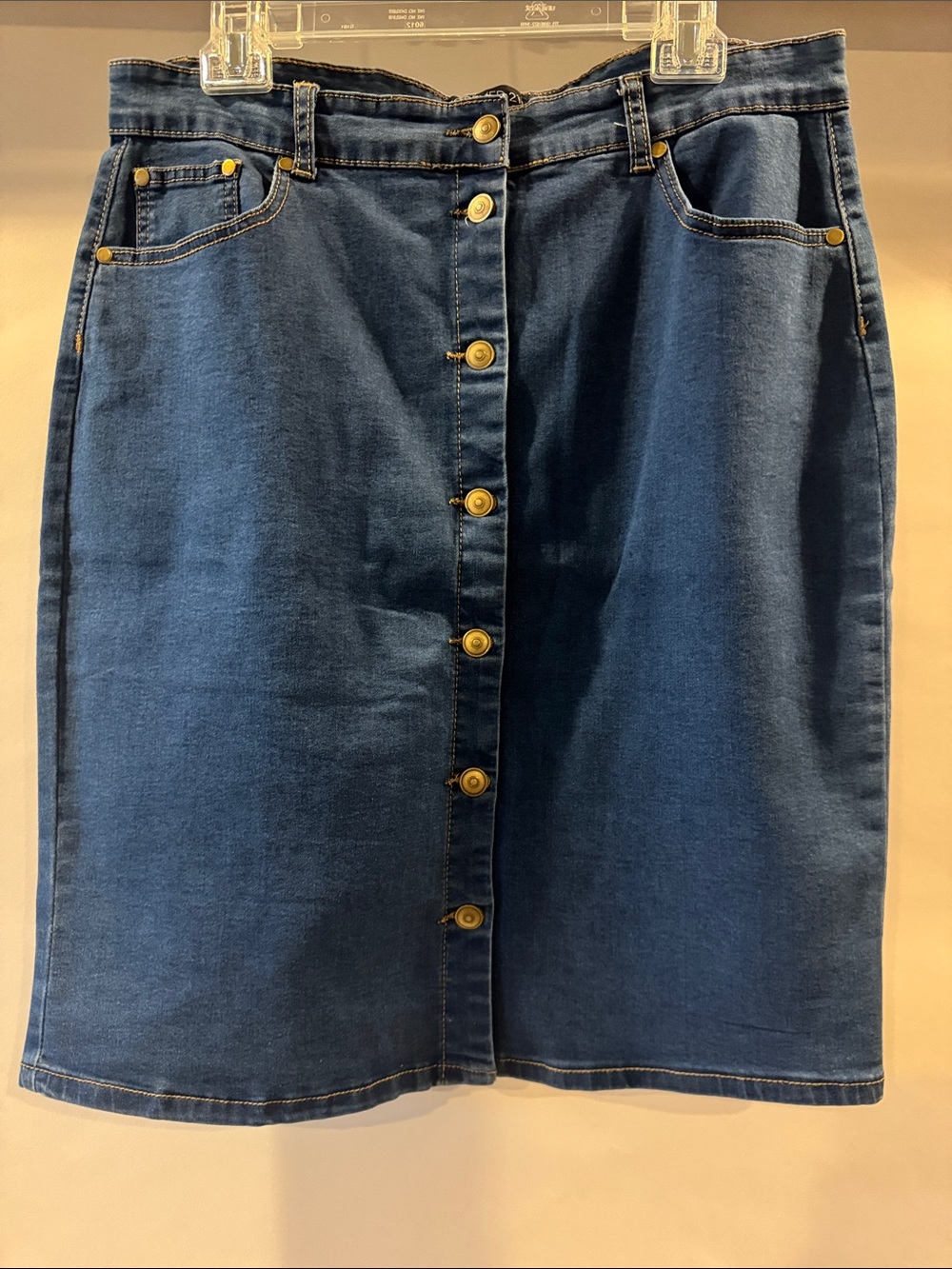Classic Button-Front Blue Denim Skirt